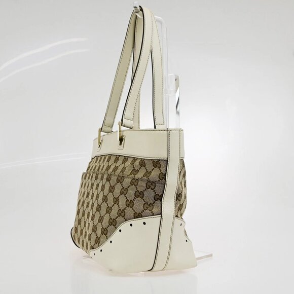 GUCCI Logo GG Pattern Shoulder Bag Canvas Leather Brown White GHW 76EE101 - Picture 7 of 14